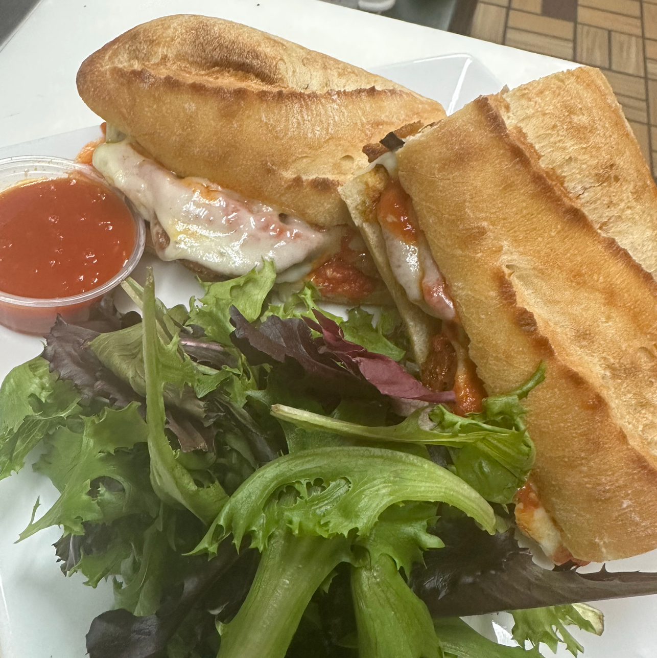 Eggplant Parmigiana Sandwich.