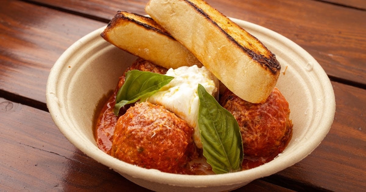 Meatballs with Burrata Cheese.
