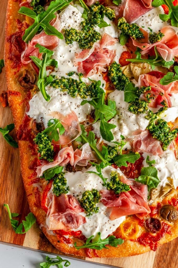 Burrata Prosciutto Arugula Roman Style Pan Pizza - White (NEW).