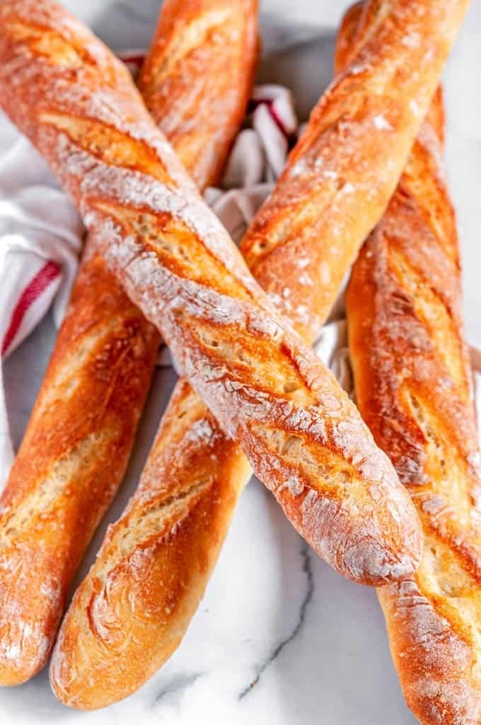 Crispy French Baguette Bread.